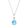 Collier aus 750 Weißgold Topas 0,55ct blau Brillant 0,03ct TW-SI L:45cm