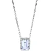 Collier aus 750 Weißgold Topas 1,39ct skyblue 20 Brillanten 0,08ct TW-SI L:45,7cm