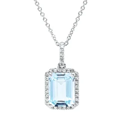 Collier aus 750 Weißgold Topas 2,93ct skyblue 34 Diamanten 0,13ct TW-SI L:45cm