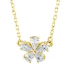 Collier Blume aus 750 Gelbgold 5 Diamanten Tropfen-Schliff 0,3ct TW-VSI L:45,7cm