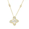 Collier Blume aus 750 Gold Gelbgold 26 Diamanten 0,44ct L:45cm