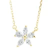 Collier Blume aus 750 Gold Gelbgold 5 Diamanten 0,34ct TW-VSI L:45,7cm