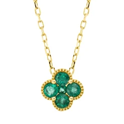Collier Blume aus 750 Gold Gelbgold 5 Smaragde 0,37ct grün L:45,7cm