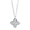 Collier Blume aus 750 Weißgold 4 Brillanten 0,18ct TW-SI 1 Brillant 0,02ct TW-SI