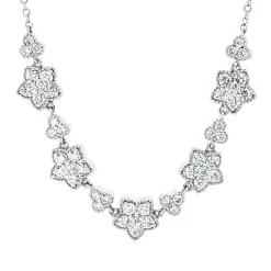 Collier Blumen aus 750 Gold Weißgold 48 Diamanten 0,91ct TW-SI L:45cm