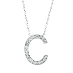 Collier Buchstabe C aus 750 Weißgold 19 Brillanten 0,36ct TW-SI L:43,2cm