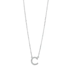 Collier Buchstabe C aus 750 Weißgold 16 Brillanten 0,06ct TW-SI L:43,2cm