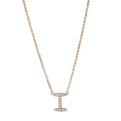 Collier Buchstabe I aus 750 Rotgold 15 Brillanten 0,06ct TW-SI L:43,2cm