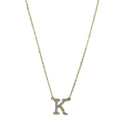 Collier Buchstabe K aus 750 Gelbgold 23 Brillanten 0,13ct TW-SI L:43,2cm