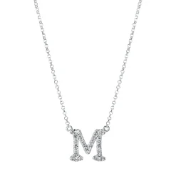 Collier Buchstabe M aus 750 Weißgold 29 Brillanten 0,15ct TW-SI L:43,2cm