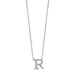 Collier Buchstabe R aus 750 Weißgold 23 Brillanten 0,1ct TW-SI L:43,2cm