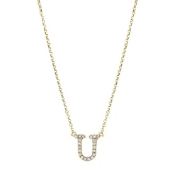 Collier Buchstabe U aus 750 Gelbgold 20 Brillanten 0,07ct TW-SI L:43,2cm