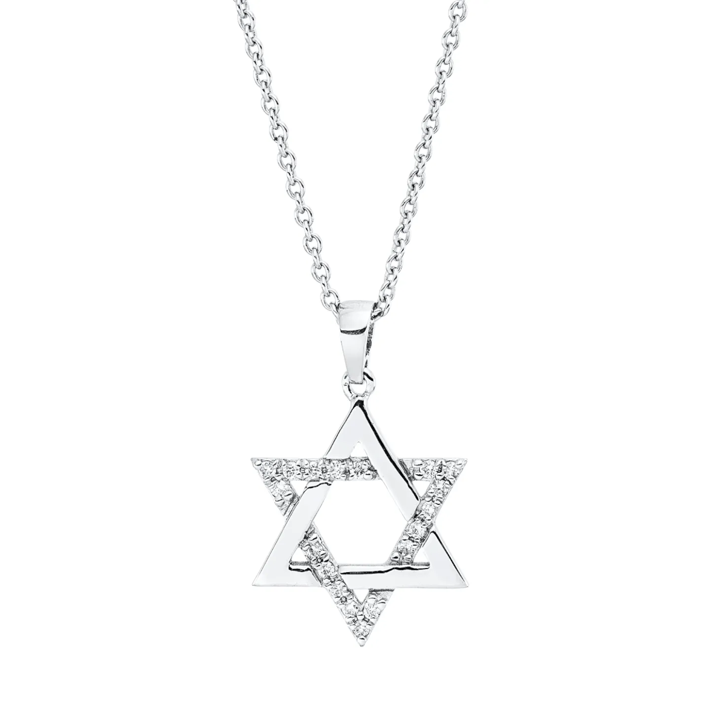 Collier David Stern aus 750 Weißgold 18 Brillanten 0,18ct F-SI L:42cm