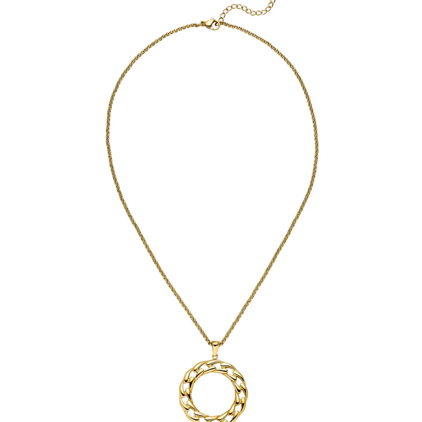 Collier Erbskette mit Anhänger Kreis Ø 32,8mm aus Edelstahl goldfarben 42-46cm