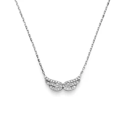 Collier Flügel aus 585 Gold Weißgold mit 42 Diamanten 0.21ct TW-SI 42-45cm