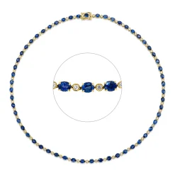 Collier 750 Gelbgold 57 Saphire 16,49ct blau 57 Brillanten 1,16ct F-VSI/SI L:40,6cm