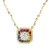 Collier 750 Gelbgold 12 Saphire 0,33ct mehrfarbig 45 Brillanten 0,3ct TW-SI L:45cm