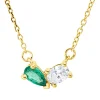 Collier 750 Gelbgold Smaragd 0,17ct grün Diamant Oval-Schliff 0,16ct TW-SI L:42cm