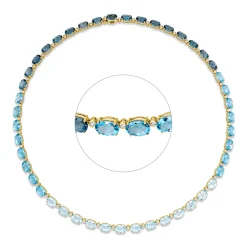 Collier 750 Gelbgold 46 Topase 42ct London Blue 46 Brillanten 0,79ct TW-SI L:42cm