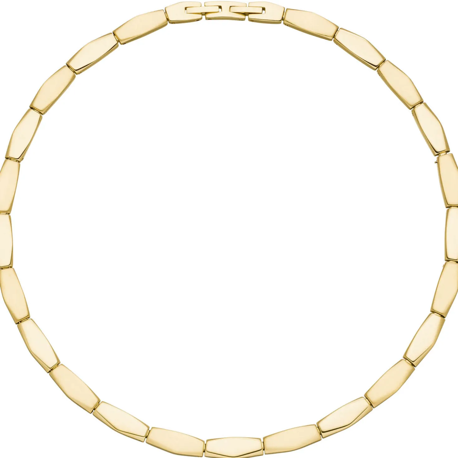 Collier Halskette aus Edelstahl gold-farben beschichtet flach teilmattiert 46cm