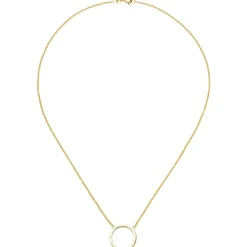 Collier Halskette aus 585 Gold Gelbgold Kreis mit 7 Diamanten 0.04Ct W/SI 44cm