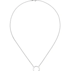 Collier Halskette aus 585 Gold Weißgold Kreis mit 7 Diamanten 0.04Ct W/SI 43cm