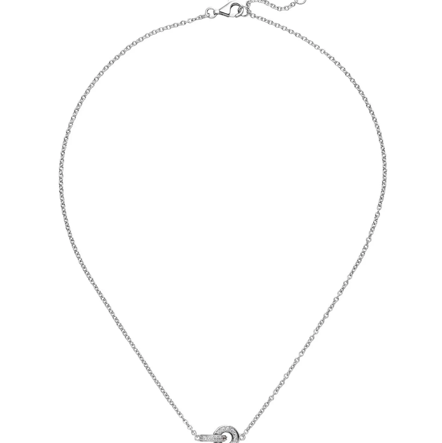 Collier Halskette aus 925 Silber rhodiniert mit 20 Zirkonia 42-45cm Halsschmuck