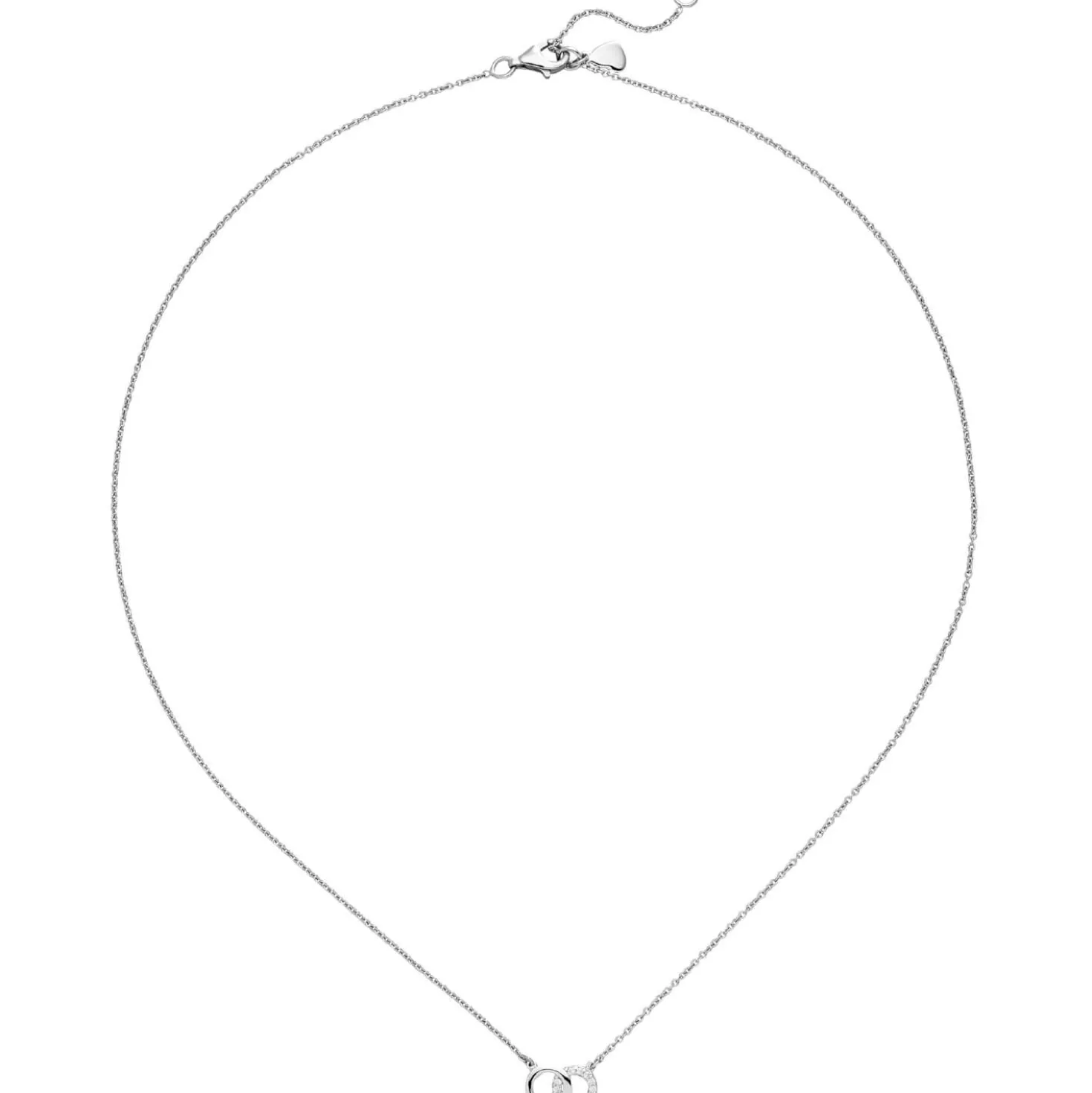 Collier Halskette aus 925 Silber rhodiniert mit 13 Zirkonia 42-45cm Silberkette