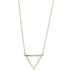 Collier Halskette Dreieck aus 585 Gold Gelbgold mit 4 Diamanten 0,02 Ct. 40-42cm