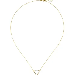Collier Halskette Dreieck aus 585 Gold Gelbgold mit 4 Diamanten 0,02 Ct. 40-42cm