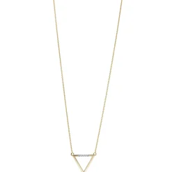 Collier Halskette Dreieck aus 585 Gold Gelbgold mit 4 Diamanten 0,02 Ct. 40-42cm