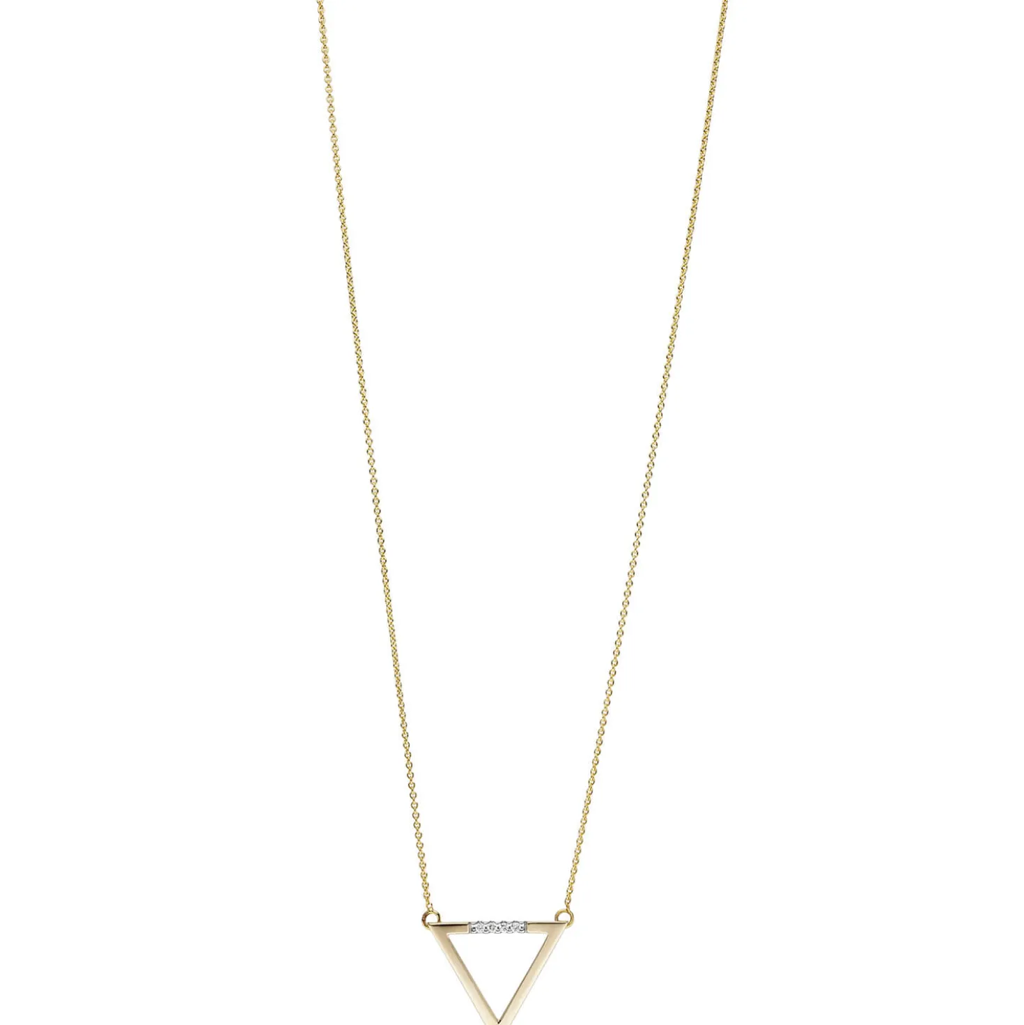 Collier Halskette Dreieck aus 585 Gold Gelbgold mit 4 Diamanten 0,02 Ct. 40-42cm