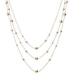Collier Halskette Halsschmuck 3-reihig mit Elementen 585 Gold Gelbgold 42-45cm