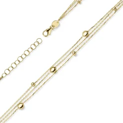Collier Halskette Halsschmuck 3-reihig mit Elementen 585 Gold Gelbgold 42-45cm