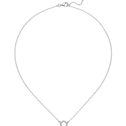 Collier Halskette mit Anhänger Blume 925 Silber rhodiniert 42-45cm Halsschmuck