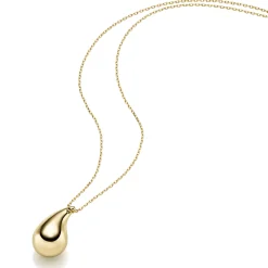 Collier Halskette mit Anhänger Tropfen 20x12mm 585 Gold Gelbgold 45cm glänzend
