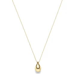 Collier Halskette mit Anhänger Tropfen 20x12mm 585 Gold Gelbgold 45cm glänzend
