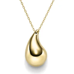 Collier Halskette mit Anhänger Tropfen 30x18mm 585 Gold Gelbgold 45cm glänzend