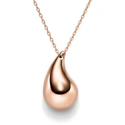 Collier Halskette mit Anhänger Tropfen 30x18mm 585 Gold Rotgold 45cm glänzend