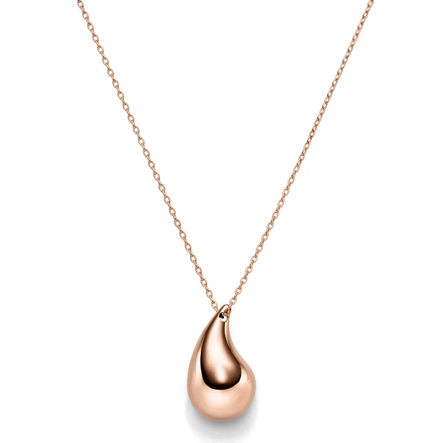 Collier Halskette mit Anhänger Tropfen 30x18mm 585 Gold Rotgold 45cm glänzend