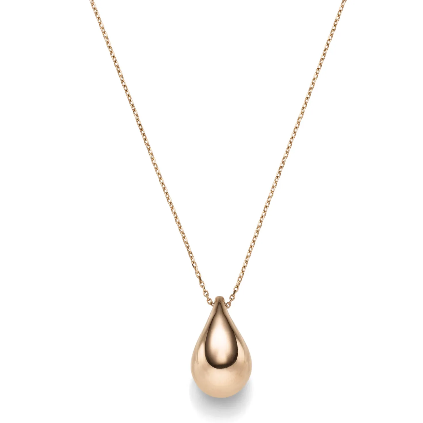 Collier Halskette mit Anhänger Tropfen 20x12mm 585 Gold Rotgold 45cm glänzend
