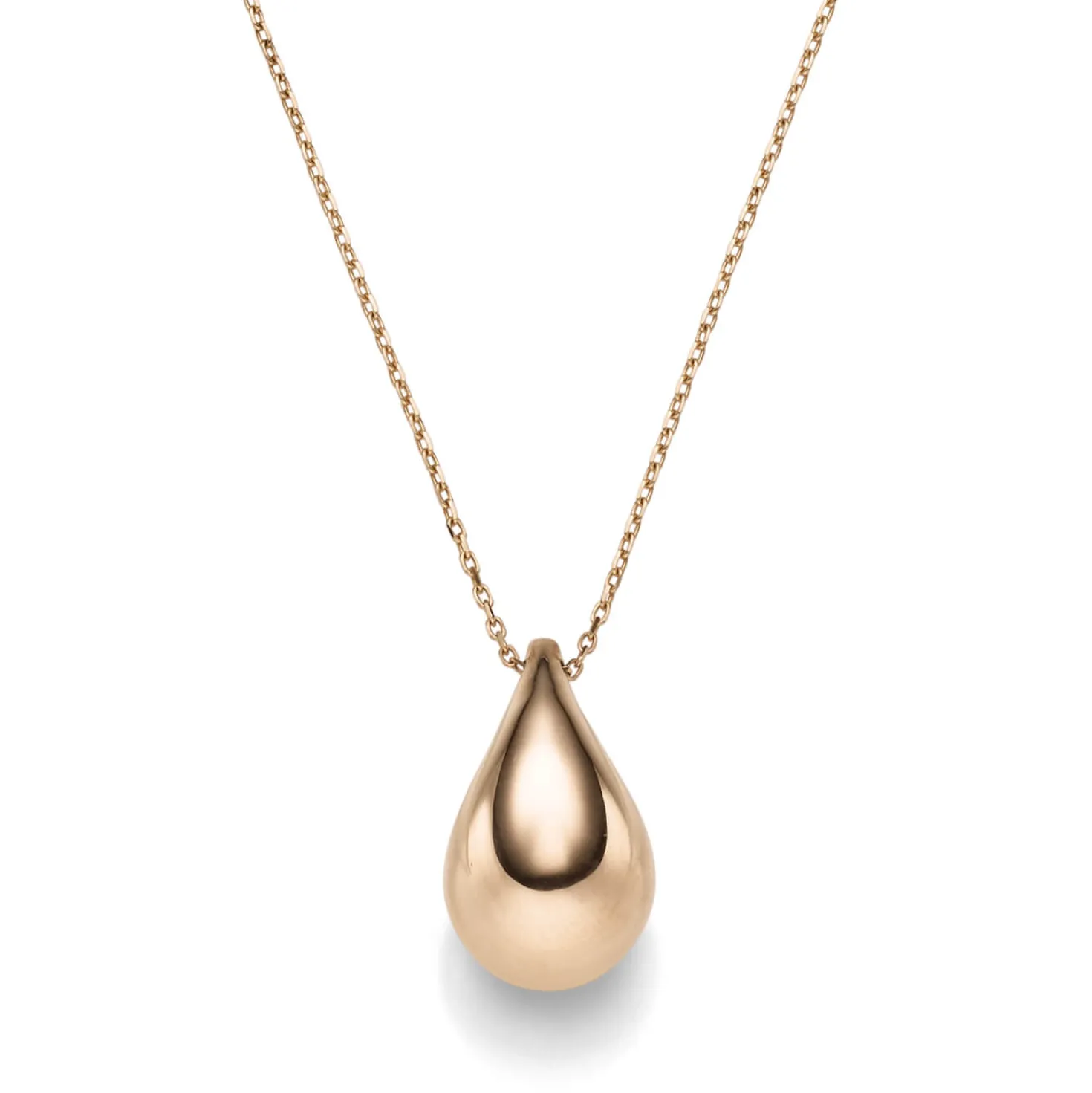 Collier Halskette mit Anhänger Tropfen 20x12mm 585 Gold Rotgold 45cm glänzend