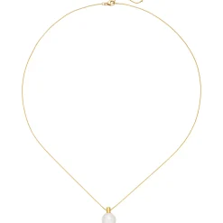 Collier Halskette mit Süßwasser Perle Anhänger aus 750 Gold Gelbgold 42-45cm