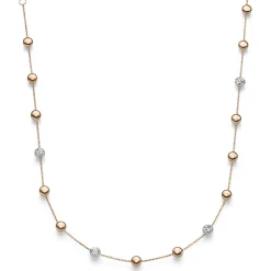 Collier Halskette mit Zwischen-Elementen 585 Gold Weißgold Rotgold bicolor 45cm