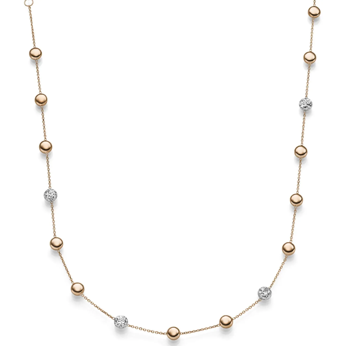 Collier Halskette mit Zwischen-Elementen 585 Gold Weißgold Rotgold bicolor 45cm