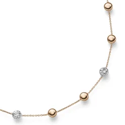 Collier Halskette mit Zwischen-Elementen 585 Gold Weißgold Rotgold bicolor 45cm