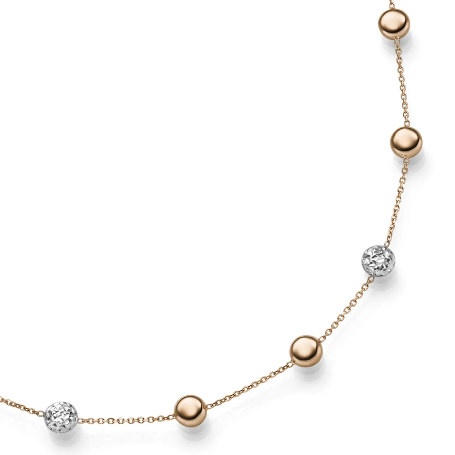Collier Halskette mit Zwischen-Elementen 585 Gold Weißgold Rotgold bicolor 45cm