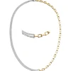 Collier Halskette Panzerkette & Ankerkette 925 Silber bicolor teilvergoldet 41cm