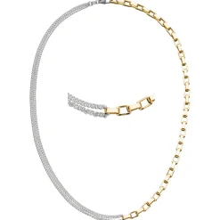 Collier Halskette Panzerkette & Ankerkette 925 Silber bicolor teilvergoldet 41cm