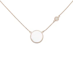 Collier Halskette Perlmutt-Einlagen rund 6 Zirkonia 925 Silber rotvergoldet 45cm